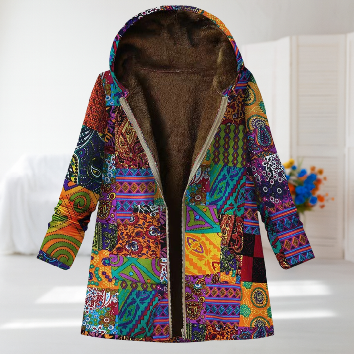 Costanza | Multicolor Patchwork Hooded Fleece Jacket