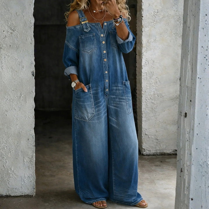 Adriana | Off-Shoulder Denim Jumpsuit