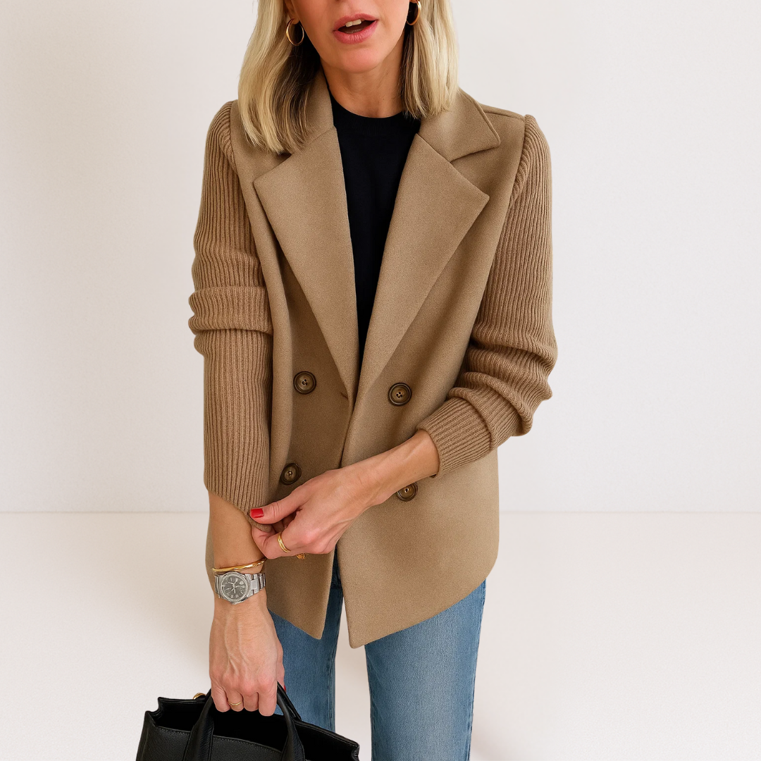 Federica | Knit-Sleeve Tailored Coat