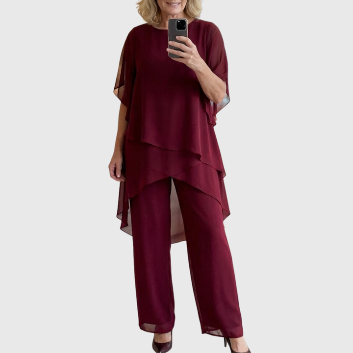 Irene | Suit with draped palazzo pants