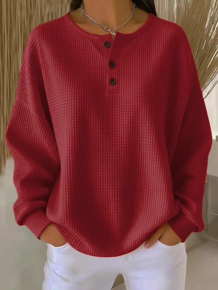 Fiorella | Waffle Henley Sweatshirt