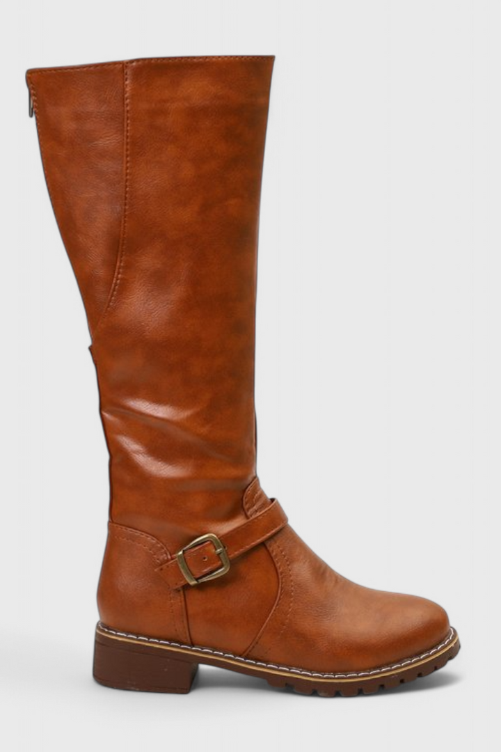 Virginia Buckled High Boots with Zipper Closure