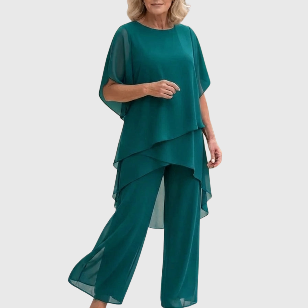 Irene | Suit with draped palazzo pants