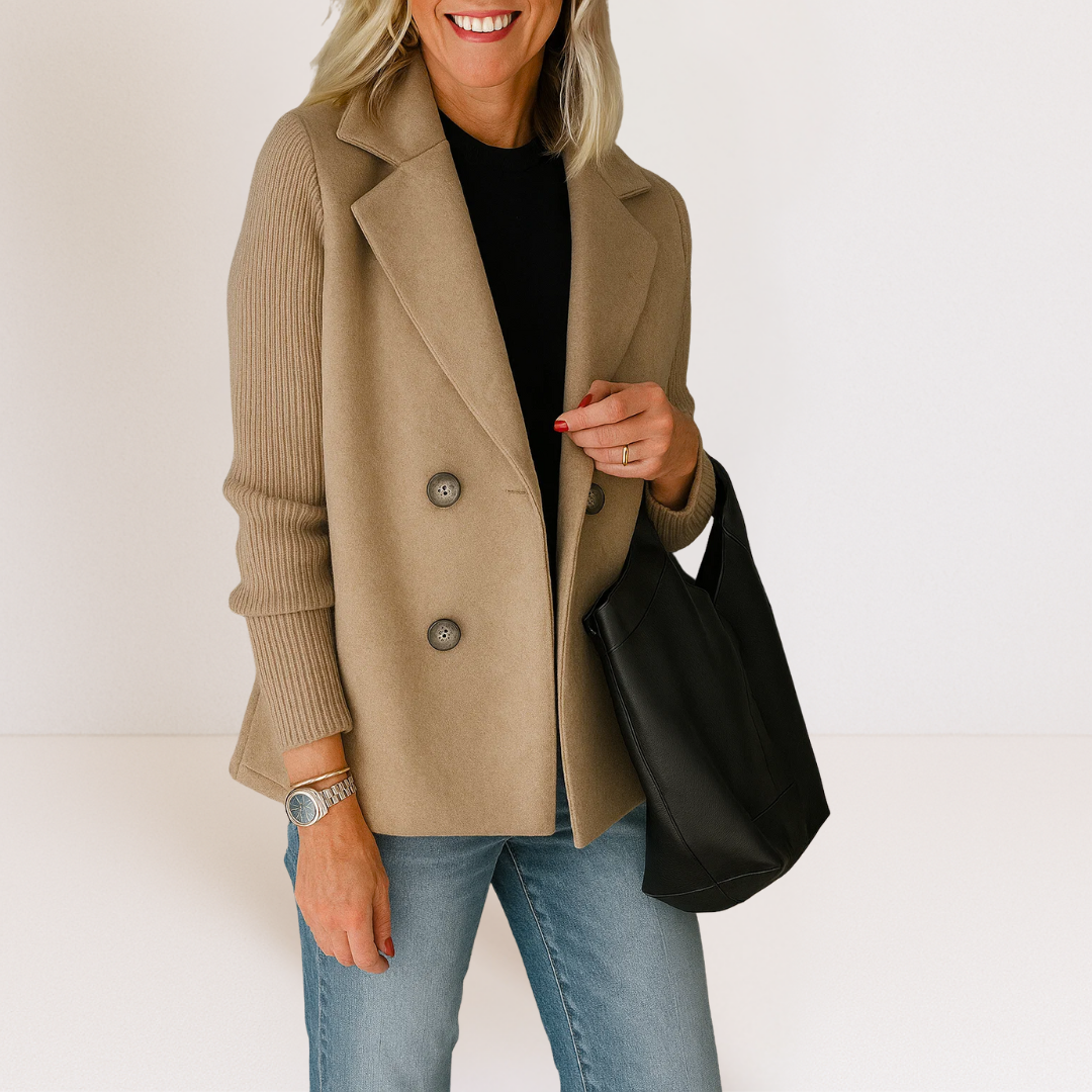 Federica | Knit-Sleeve Tailored Coat