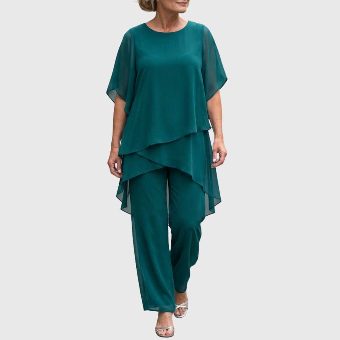 Irene | Suit with draped palazzo pants