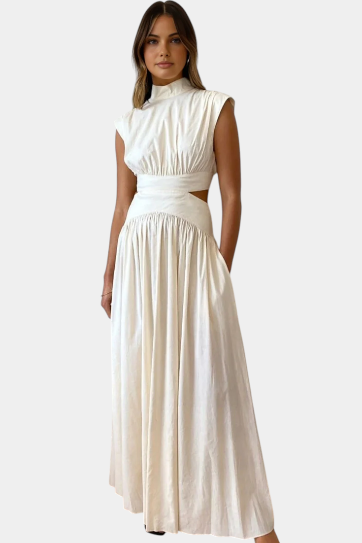 Marina High Neck Top and Flowing Skirt with Side Slits