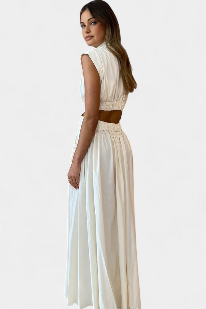Marina High Neck Top and Flowing Skirt with Side Slits