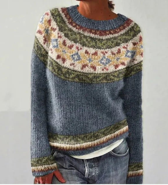 Angela | Nordic-Pattern Cable-Knit Sweater