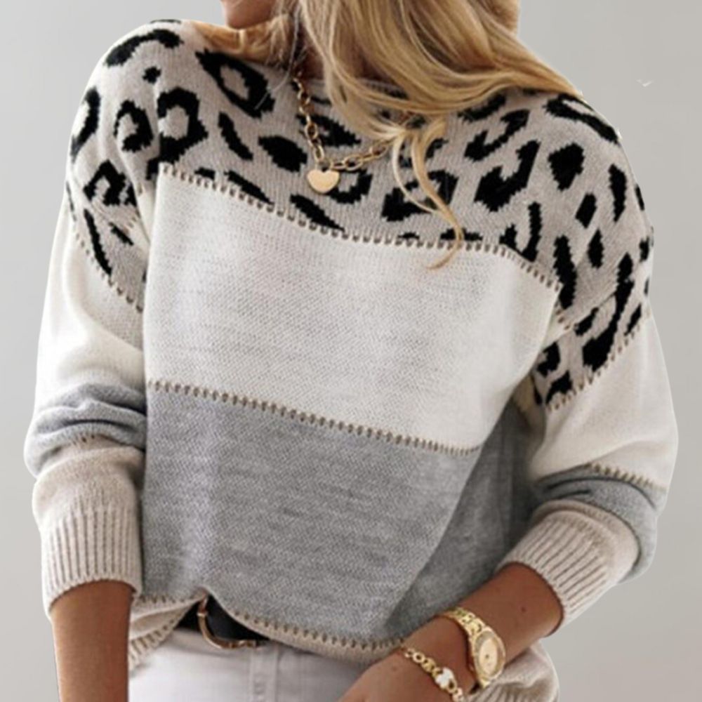 Ivana | Leopard-Accent Knit Sweater