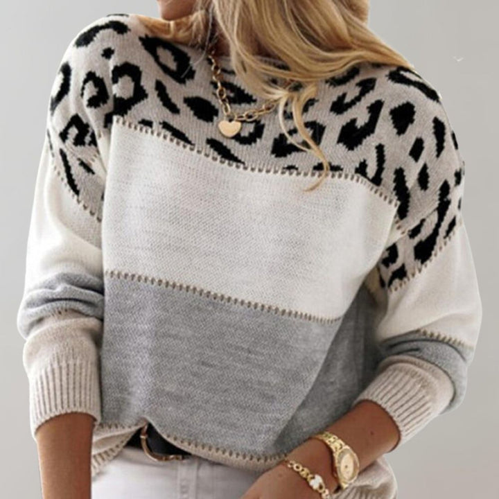 Ornella | Leopard-Yoke Color-Block Sweater