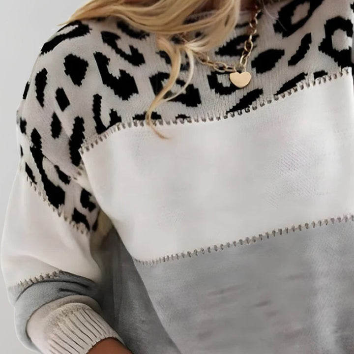 Ivana | Leopard-Accent Knit Sweater