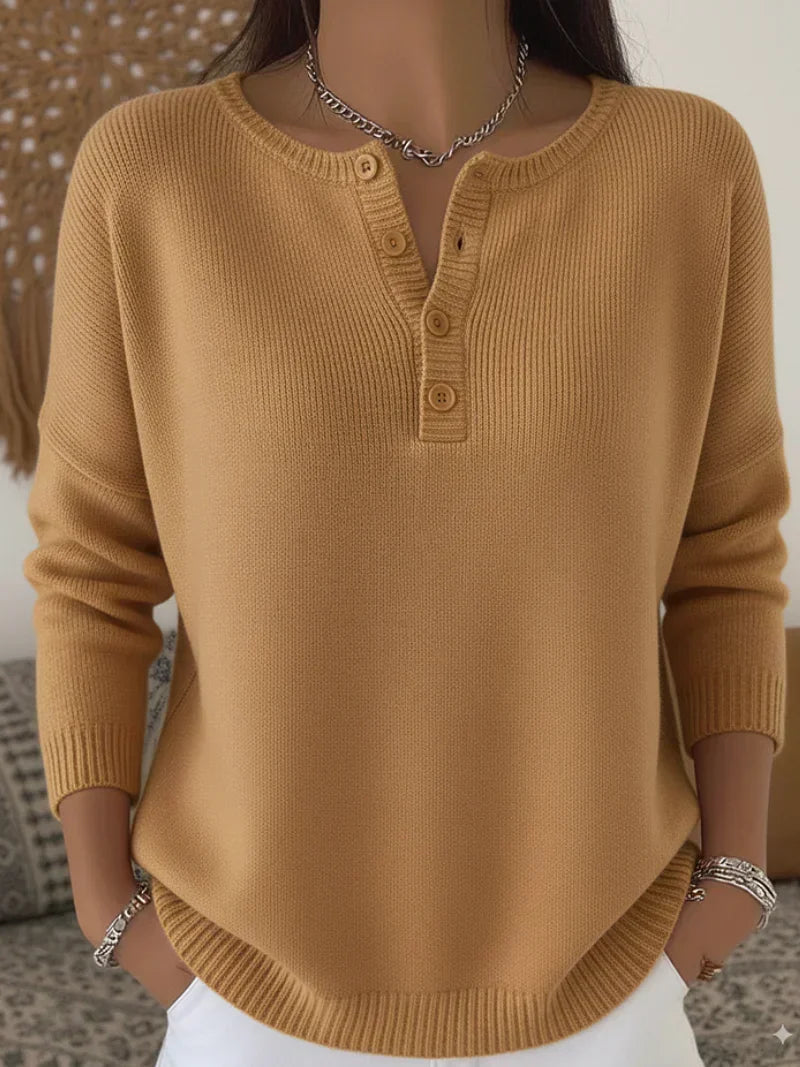 Cristina | Henley Button-Up Knit Sweater