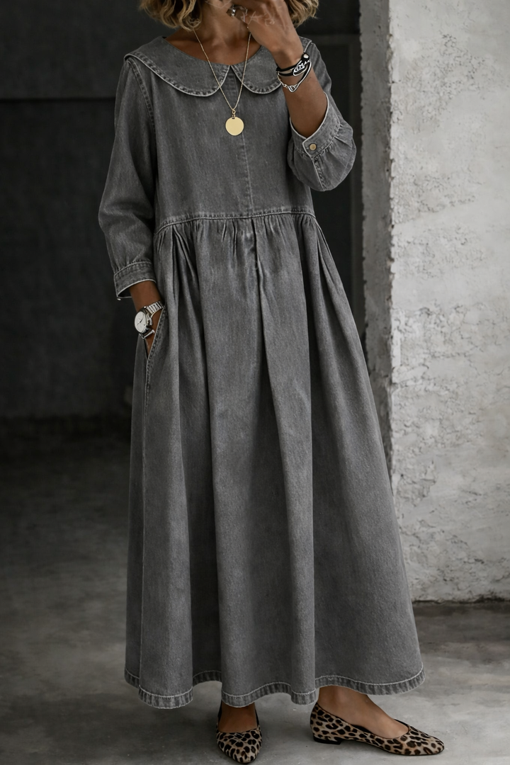 Alma | Peter Pan Collar Denim Dress
