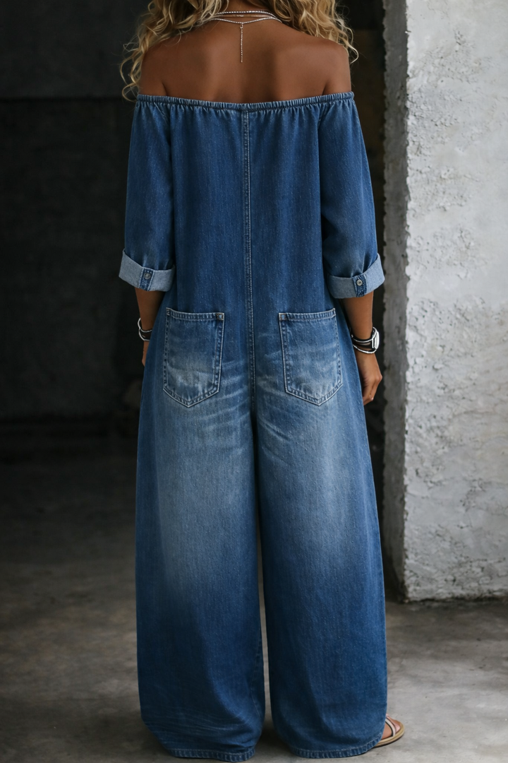 Sandra | Long-Sleeve Off-Shoulder Jumpsuit