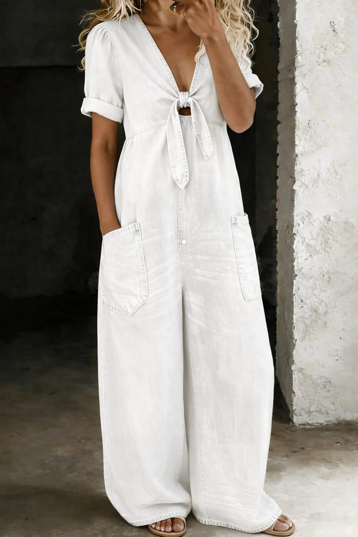 Rosalba | Short-Sleeve V-Neck Jumpsuit