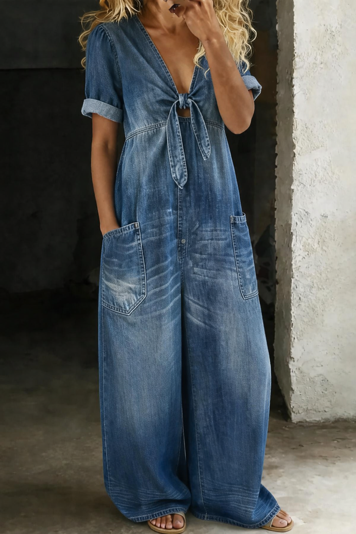 Rosalba | Short-Sleeve V-Neck Jumpsuit