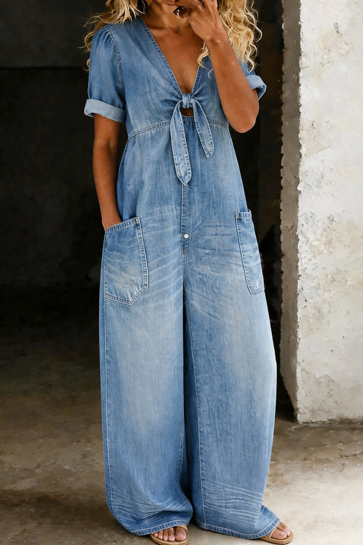Rosalba | Short-Sleeve V-Neck Jumpsuit