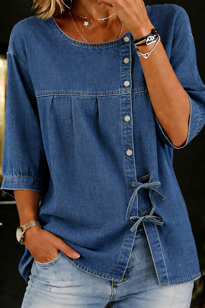 Aurora | Long Vintage Denim Blouse