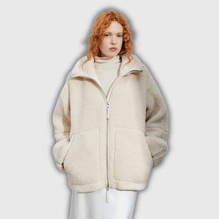 Francesca | Oversized Teddy Jacket with Stand Collar