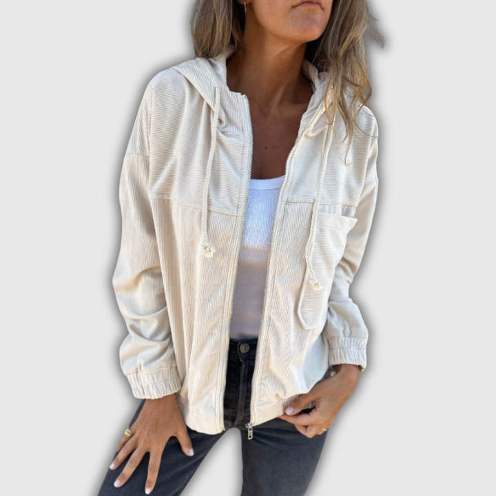 Iris | Hooded Corduroy Zip Jacket