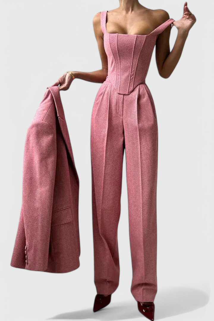 Livia Three-Piece Suit Ensemble Featuring a Tailored Corset