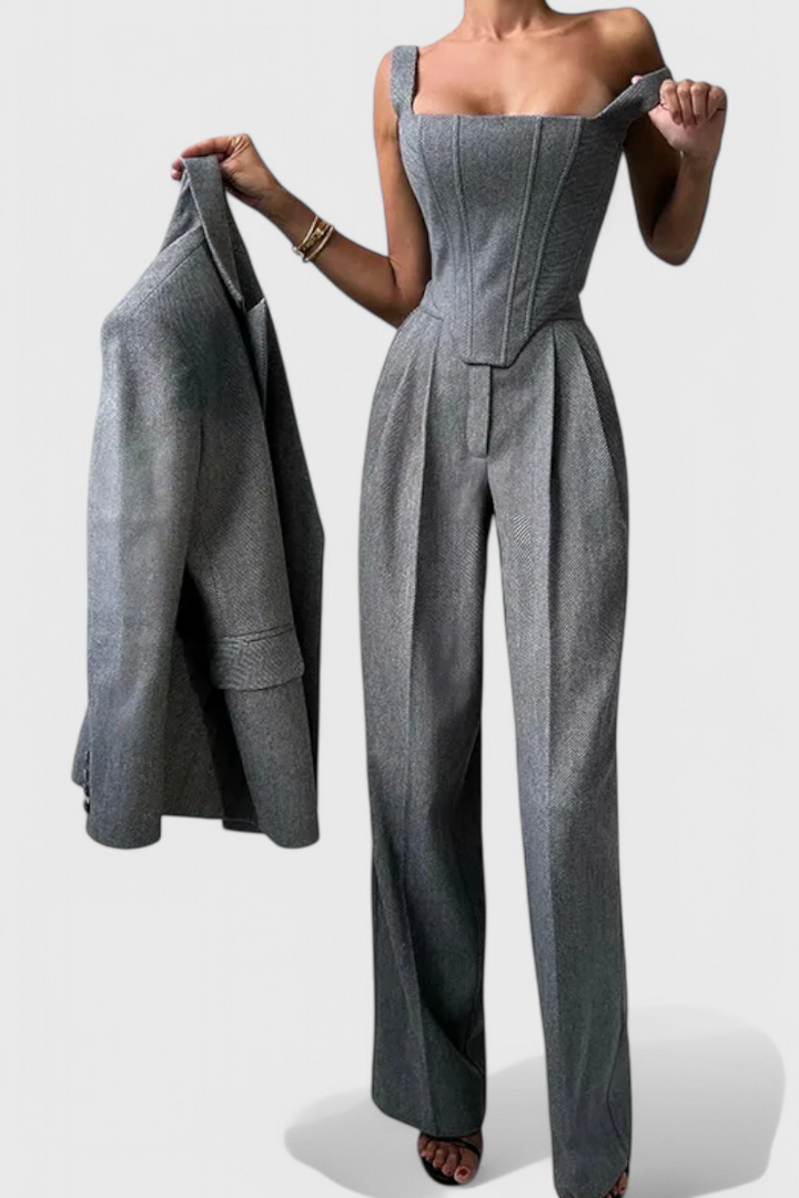 Livia Three-Piece Suit Ensemble Featuring a Tailored Corset