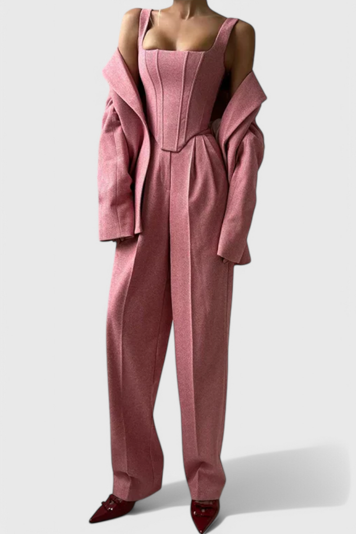 Livia Three-Piece Suit Ensemble Featuring a Tailored Corset