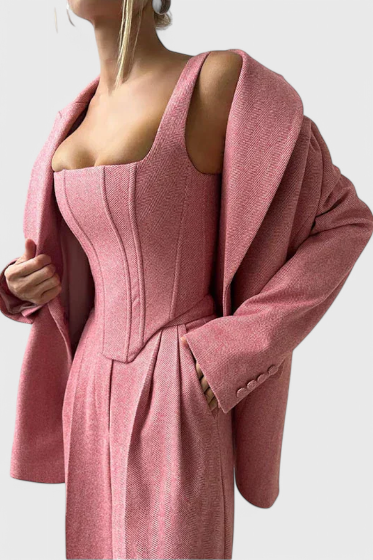 Livia Three-Piece Suit Ensemble Featuring a Tailored Corset