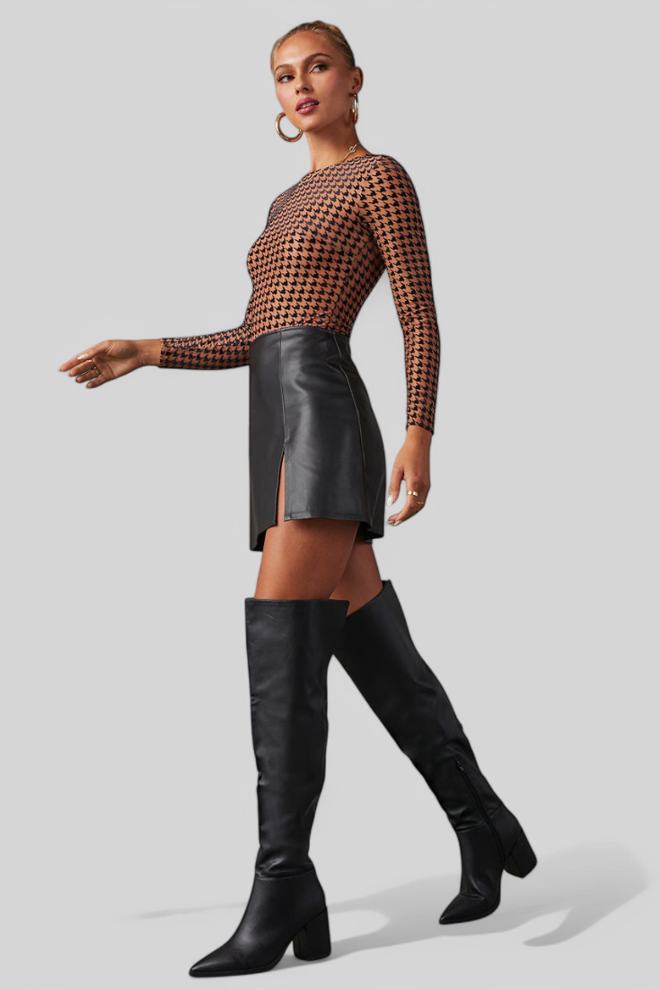 Federica Wide-Heel Faux Leather High Boots