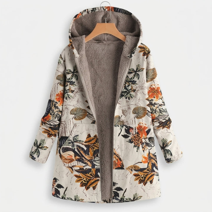 Diana | Boho Floral Hooded Sherpa Jacket