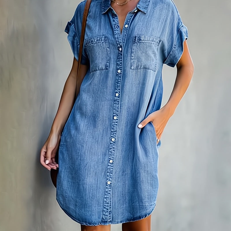 Valeria | Button-Front Denim Shirt Dress