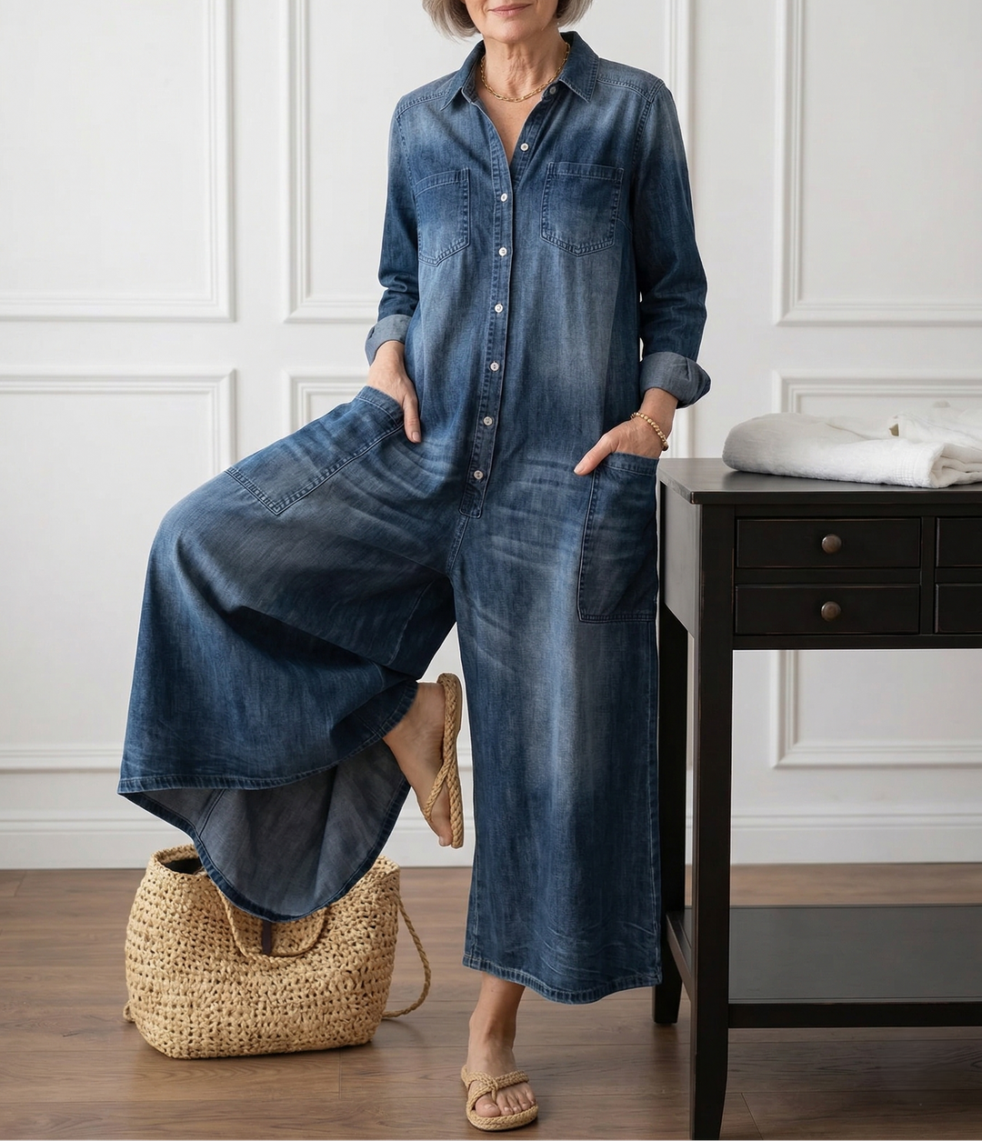Stella | Cotton Denim Jumpsuit