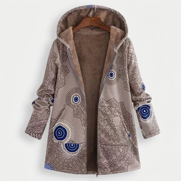 Delfina | Neutral Patterned Fleece Coat