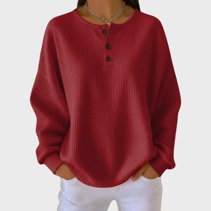 Sandra | Orange Waffle-Knit Sweater