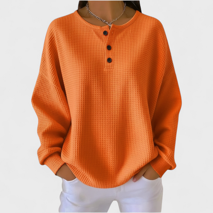 Sandra | Orange Waffle-Knit Sweater