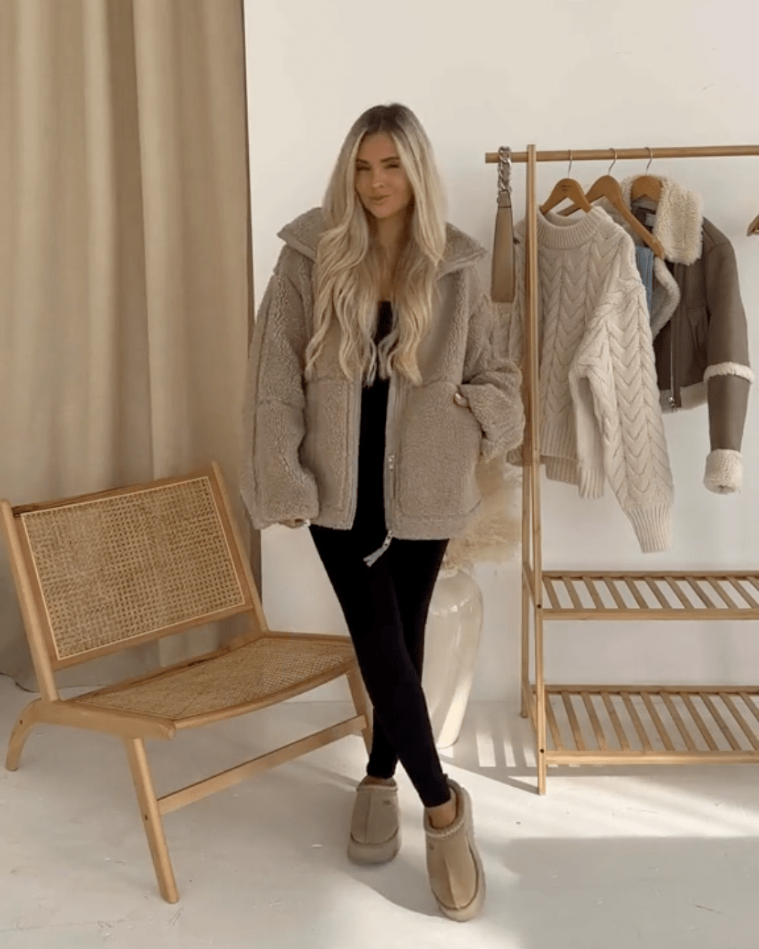 Francesca | Oversized Teddy Jacket with Stand Collar