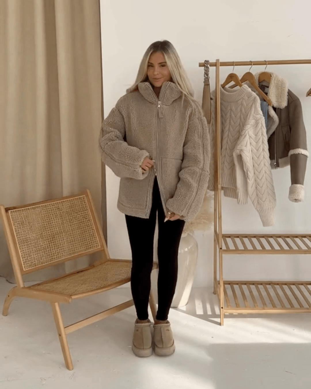 Francesca | Oversized Teddy Jacket with Stand Collar