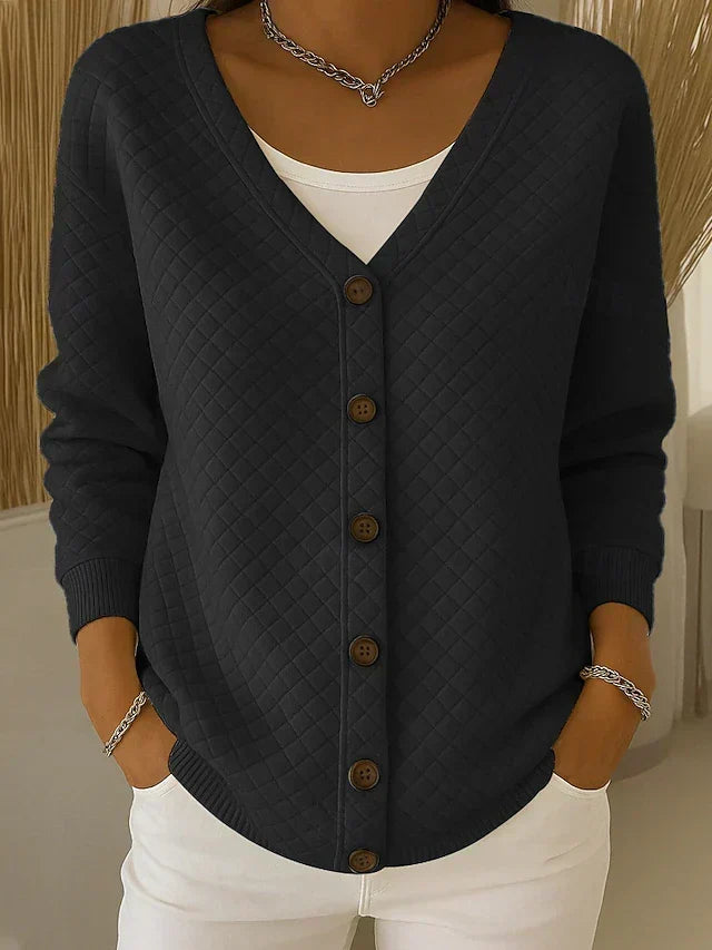 Penelope | Quilted Button-Front Cardigan