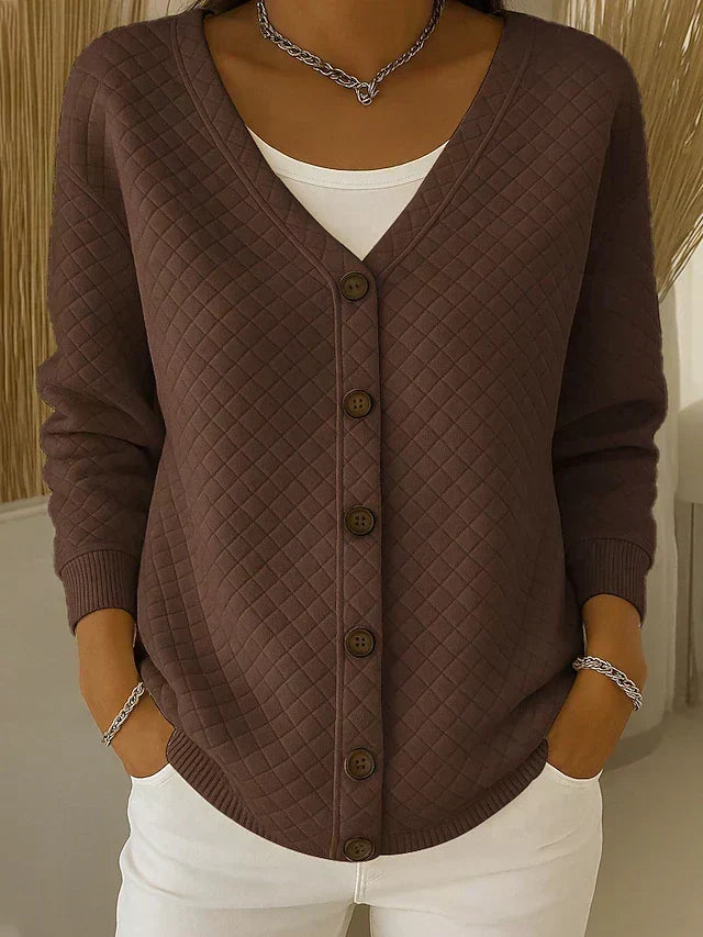 Penelope | Quilted Button-Front Cardigan