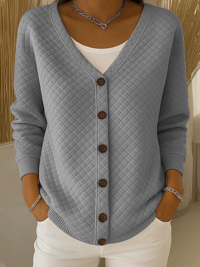 Penelope | Quilted Button-Front Cardigan