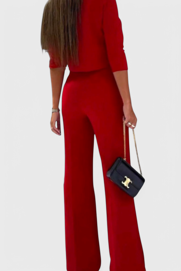 Gelsomina 3/4 Sleeve Top with Wide Leg Pants Ensemble