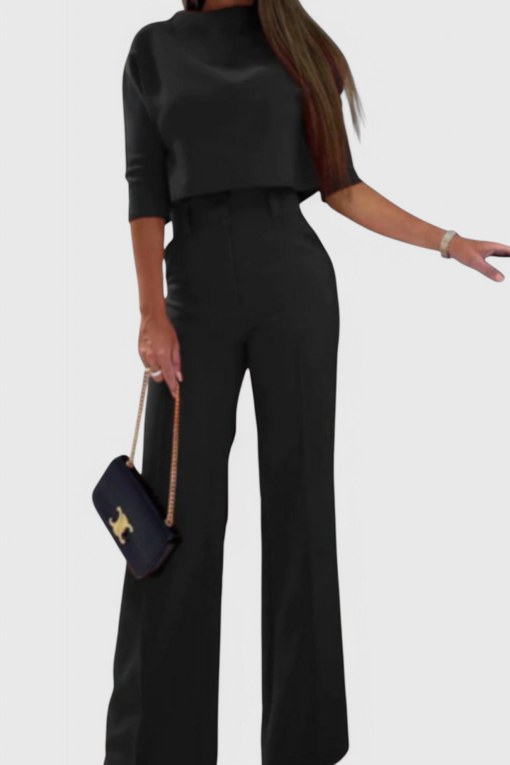 Gelsomina 3/4 Sleeve Top with Wide Leg Pants Ensemble