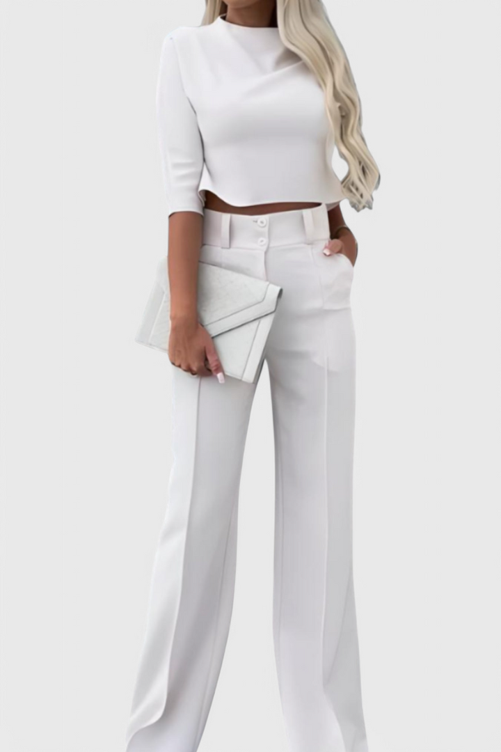 Gelsomina 3/4 Sleeve Top with Wide Leg Pants Ensemble