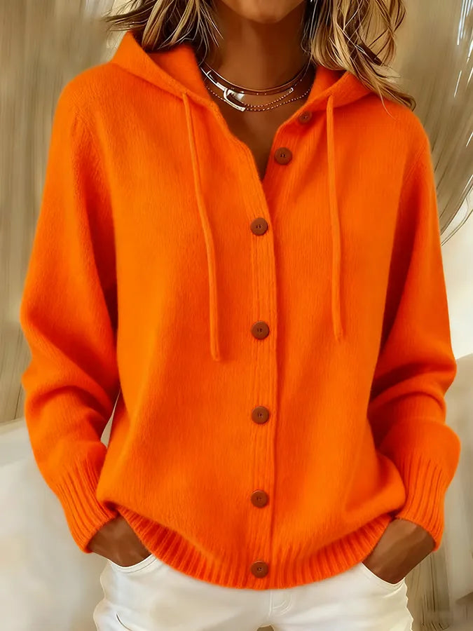 Melania | Hooded Button-Front Cardigan