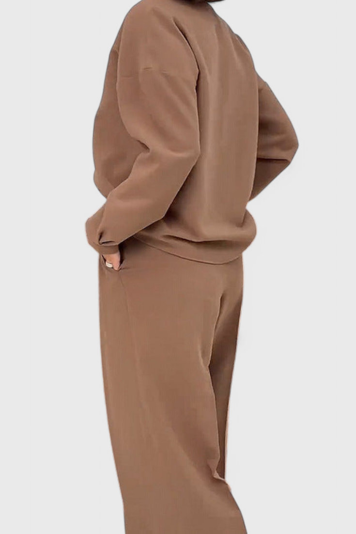 Piera Relaxed Long Sleeve Ensemble with Flared Pants