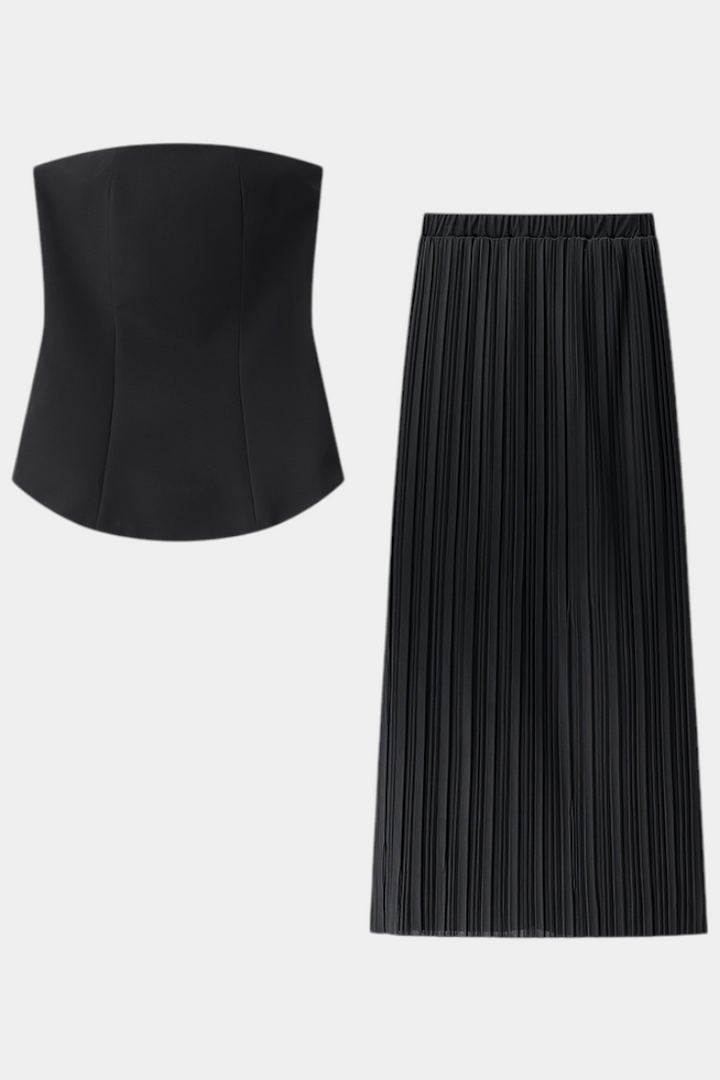 Letizia Strapless Bandeau Top with Pleated Skirt Set