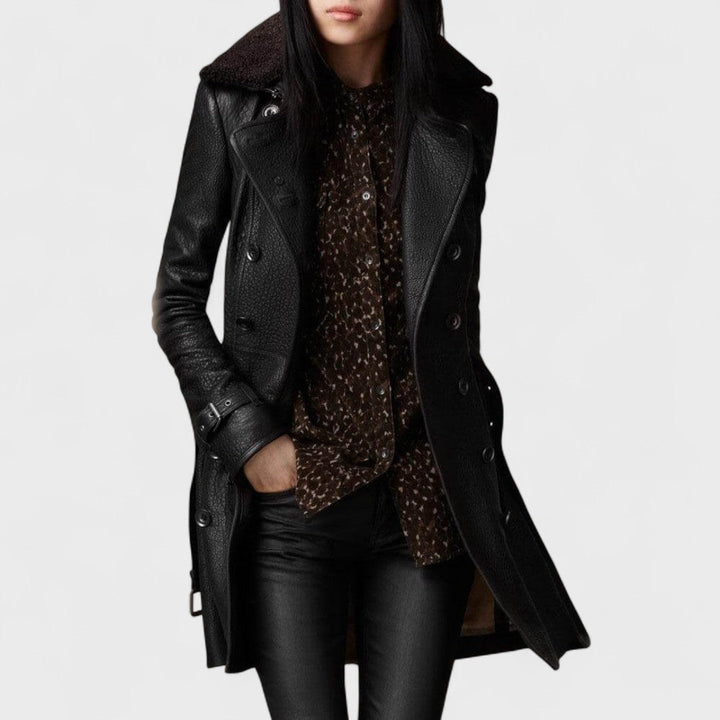 Lea - Elegant 3/4 Leather Coat