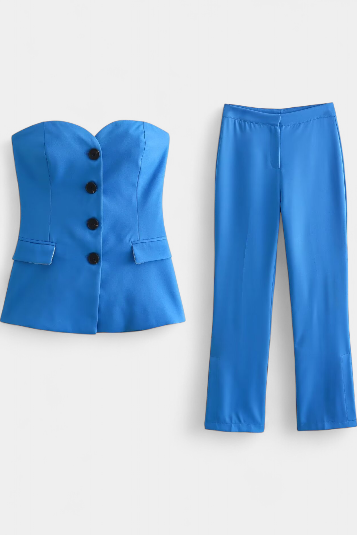 Natalia Sleeveless Minimalist Ensemble with Flared Trousers