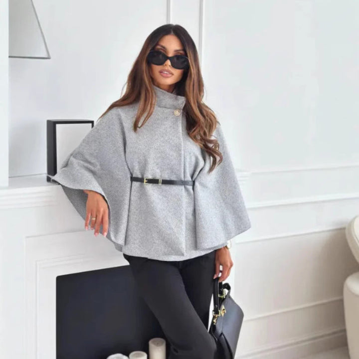 Regina - Cozy High Neck Buttoned Coat