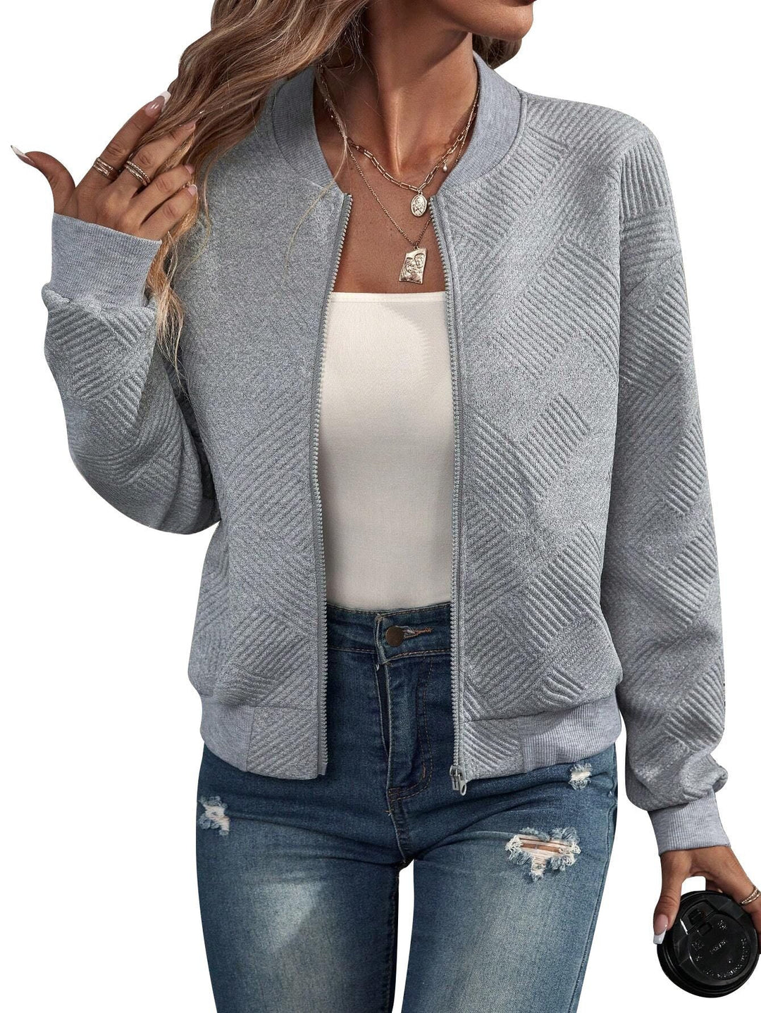 Erica | Textured Bomber Jacket
